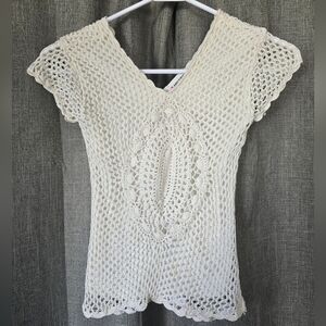 Amy Byer Vtg Y2k White Crochet Top Size M Fairy